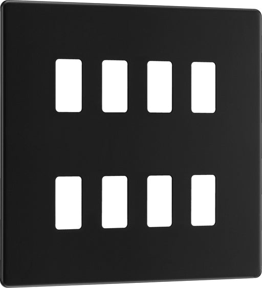 BG RFFB8 Flatplate Screwless 8G Grid Front Plate - Matt Black - westbasedirect.com