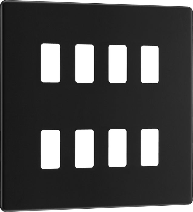 BG RFFB8 Flatplate Screwless 8G Grid Front Plate - Matt Black - westbasedirect.com