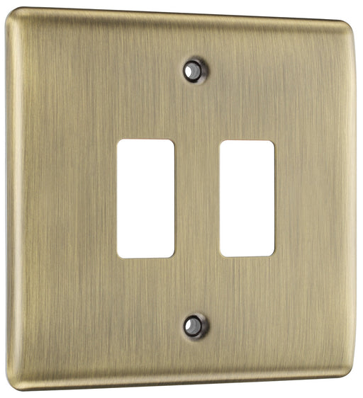 BG RNAB2 Nexus Metal 2G Grid Front Plate - Antique Brass - westbasedirect.com