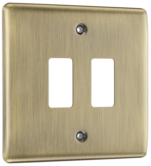 BG RNAB2 Nexus Metal 2G Grid Front Plate - Antique Brass - westbasedirect.com