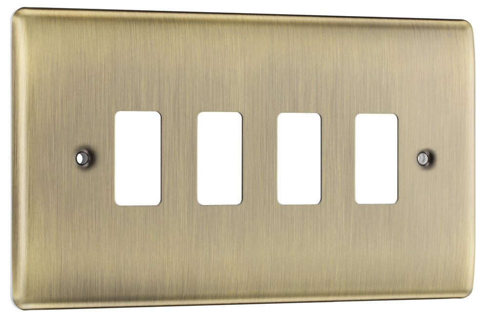 BG RNAB4 Nexus Metal 4G Grid Front Plate - Antique Brass - westbasedirect.com