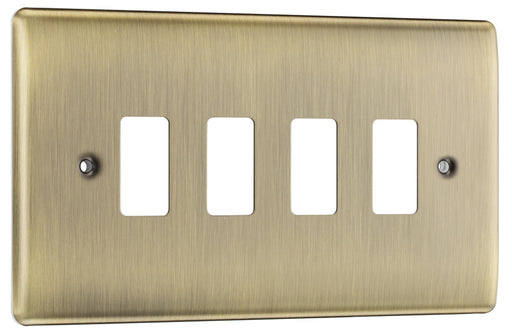 BG RNAB4 Nexus Metal 4G Grid Front Plate - Antique Brass - westbasedirect.com