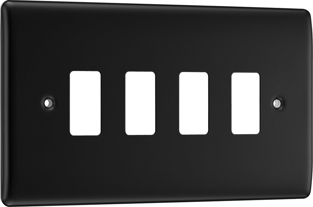 BG RNFB4 Nexus Metal 4G Grid Front Plate - Matt Black - westbasedirect.com