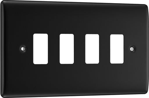 BG RNFB4 Nexus Metal 4G Grid Front Plate - Matt Black - westbasedirect.com