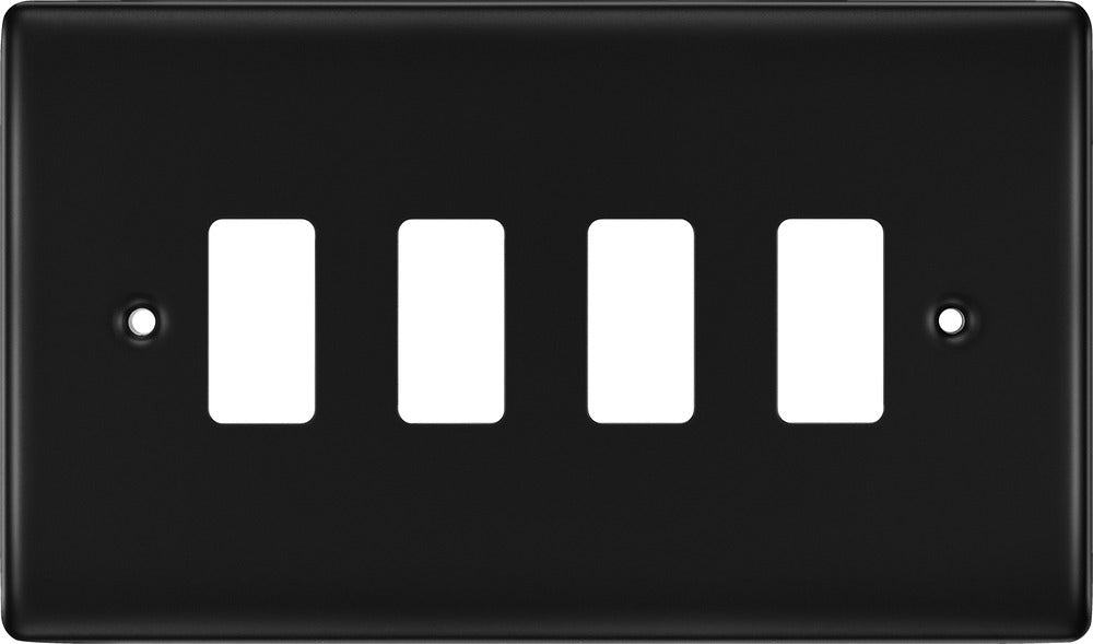 BG RNFB4 Nexus Metal 4G Grid Front Plate - Matt Black - westbasedirect.com
