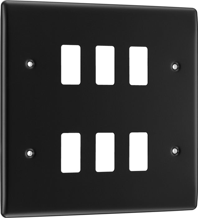 BG RNFB6 Nexus Metal 6G Grid Front Plate - Matt Black - westbasedirect.com