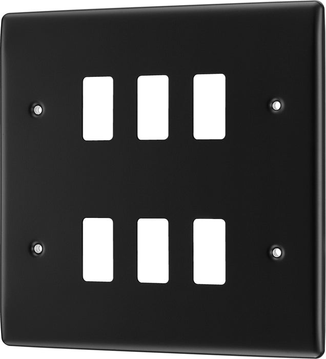 BG RNFB6 Nexus Metal 6G Grid Front Plate - Matt Black - westbasedirect.com