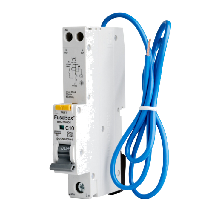 FuseBox RTA101030C 10A C Curve 10kA 30mA Type A RCBO - westbasedirect.com