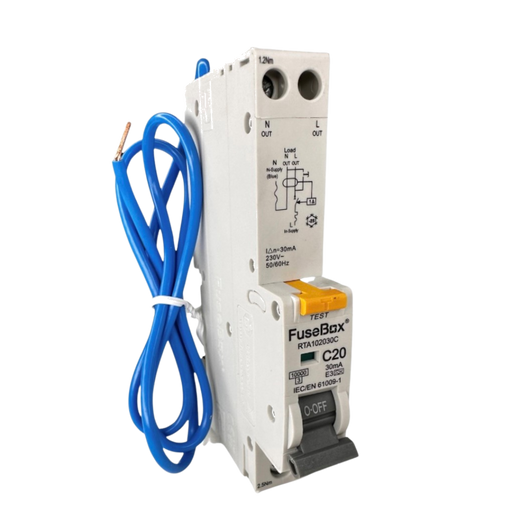 FuseBox RTA102030C 20A C Curve 10kA 30mA Type A RCBO - westbasedirect.com