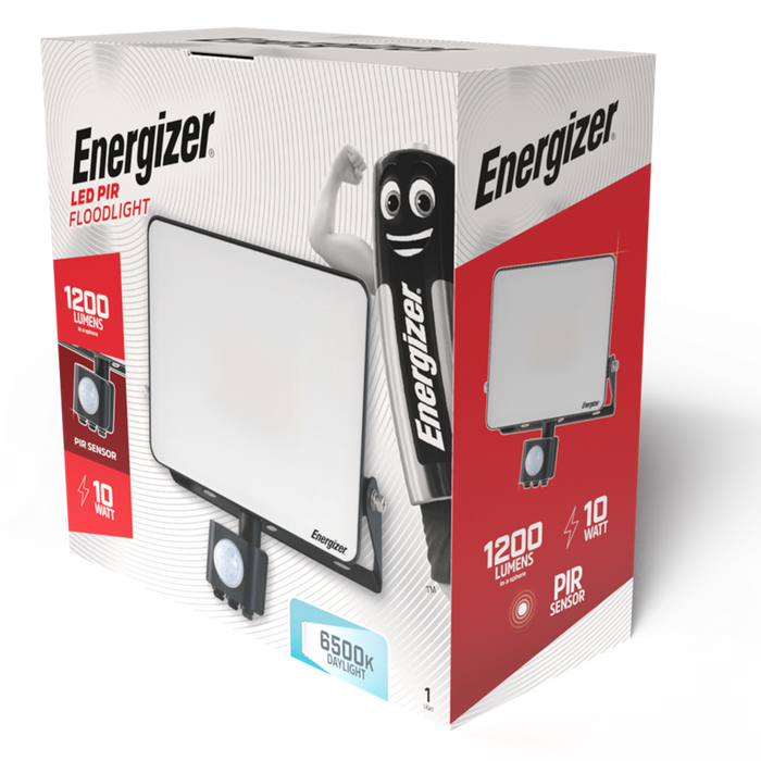 Energizer S10928 10W 1200lm LED Floodlight PIR Daylight 6500K - westbasedirect.com