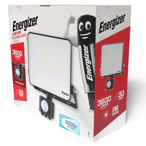 Energizer S10932 30W 3600lm LED Floodlight PIR Daylight 6500K - westbasedirect.com