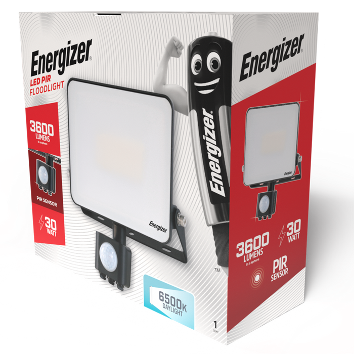 Energizer S10932 30W 3600lm LED Floodlight PIR Daylight 6500K - westbasedirect.com