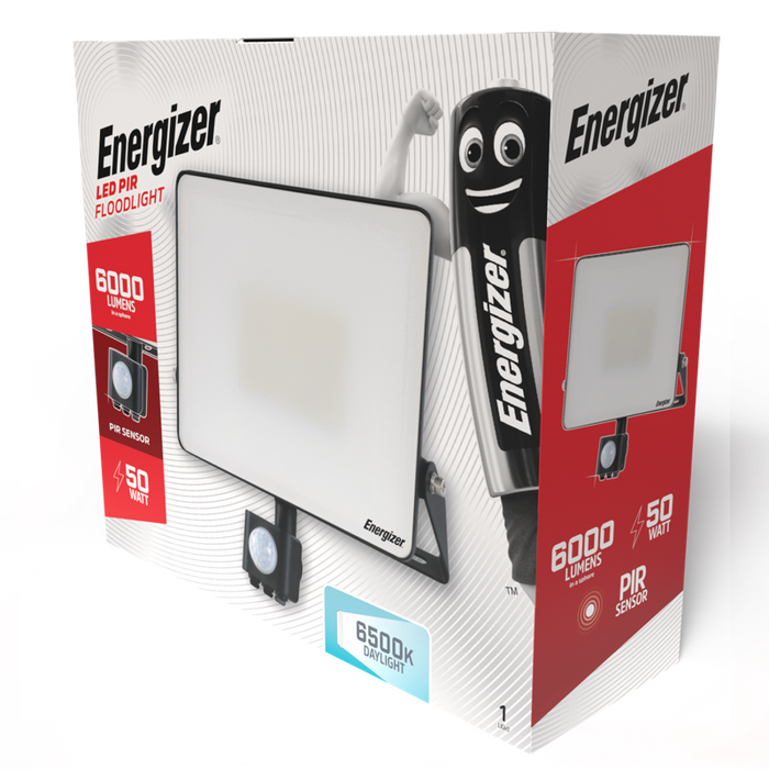 Energizer S10934 50W 6000lm LED Floodlight PIR Daylight 6500K - westbasedirect.com