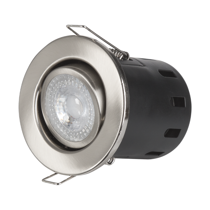 Powermaster S12931 IP20 Fire Rated Tilt Downlight - Brushed - westbasedirect.com