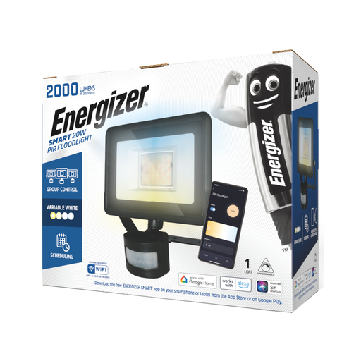 Energizer Smart S18471 20W 2000lm LED Floodlight PIR - westbasedirect.com