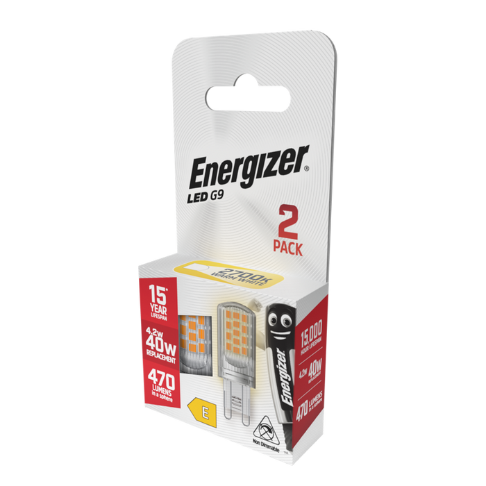 Energizer S29491 4.2W 470lm G9 LED Capsule Bulb Warm White 2700K (2 Pack) - westbasedirect.com