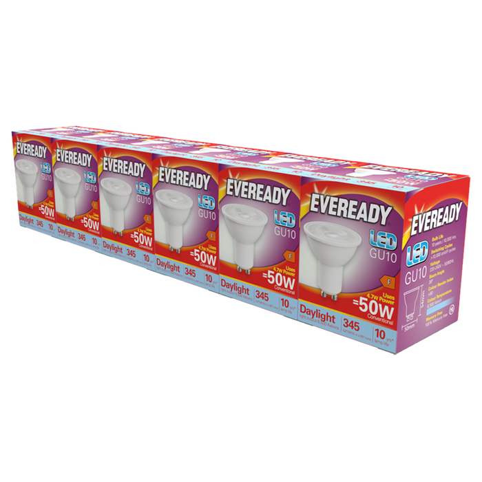 Eveready S29496 GU10 Spotlight LED Bulb Opal 4.7W 345lm Daylight 6500K (5+1 Pack)