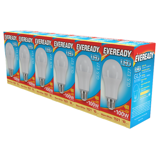 Eveready S29503 E27 ES GLS LED Bulb Opal 13.8W 1521lm Warm White 3000K (5+1 Pack) - westbasedirect.com