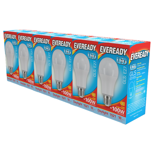 Eveready S29504 E27 ES GLS LED Bulb Opal 13.8W 1521lm Daylight 6500K (5+1 Pack) - westbasedirect.com