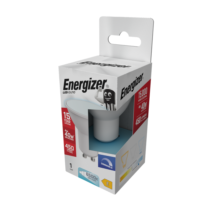 Energizer S29827 4W 450lm GU10 Spotlight LED Bulb Daylight 6500K Dimmable Boxed - westbasedirect.com