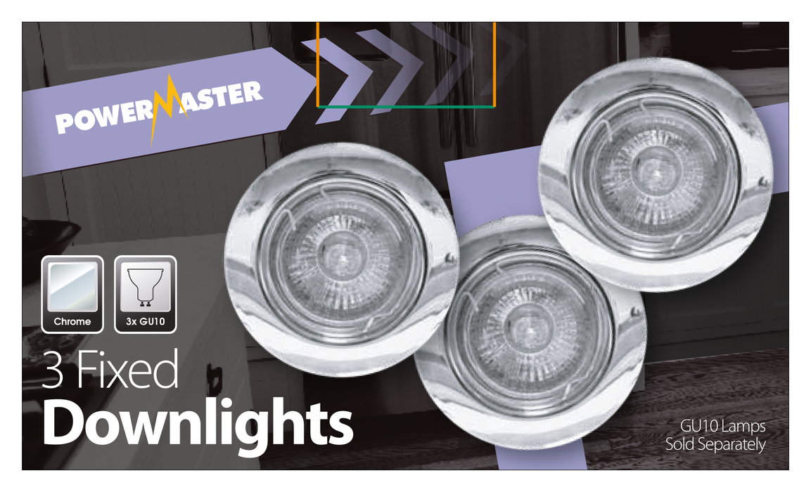 Powermaster S6325 Indoor Fixed Downlight - Chrome (3 Pack) - westbasedirect.com