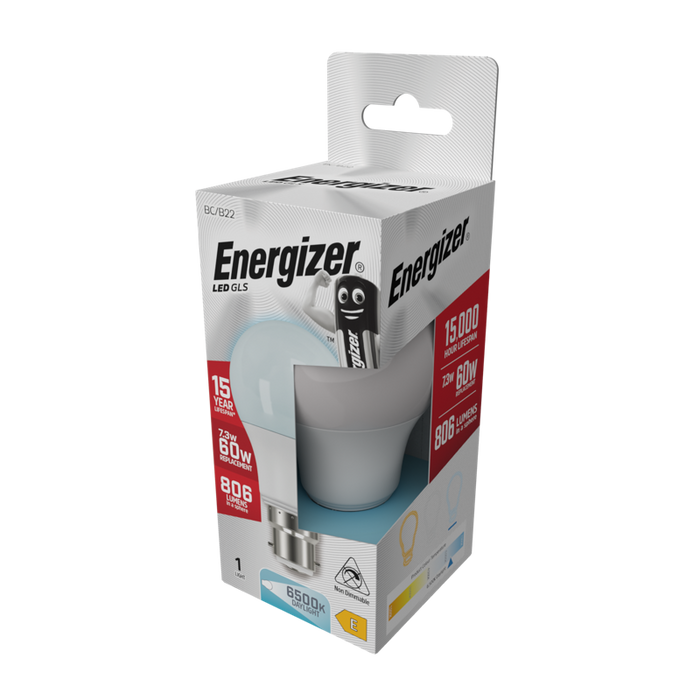 Energizer S9421 8.5W 806lm B22 BC GLS LED Bulb Opal Daylight 6500K - westbasedirect.com
