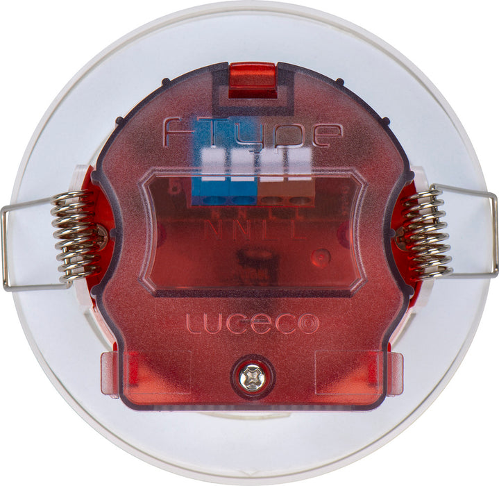 Luceco SFTF5W30/10 FType Spot Decorative LED Downlight 5W 515Lm 3000K Dimmable IP65 White Bezel - Flat (10 Pack) - westbasedirect.com