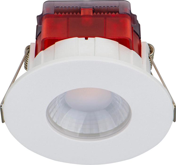 Luceco SFTF5W30/10 FType Spot Decorative LED Downlight 5W 515Lm 3000K Dimmable IP65 White Bezel - Flat (10 Pack) - westbasedirect.com