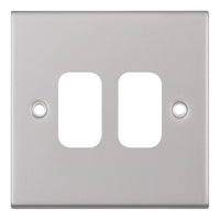 Selectric SGRID360-210 GRID360 5M 2 Aperture Modular Front Plate - Satin Chrome
