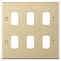 Selectric SGRID360-241 GRID360 5M 6 Aperture Modular Front Plate - Satin Brass