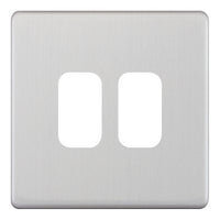 Selectric SGRID360-252 GRID360 5M-PLUS Screwless 2 Aperture Modular Front Plate - Satin Chrome