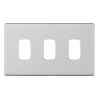Selectric SGRID360-253 GRID360 5M-PLUS Screwless 3 Aperture Modular Front Plate - Satin Chrome