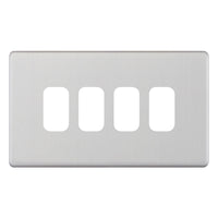 Selectric SGRID360-254 GRID360 5M-PLUS Screwless 4 Aperture Modular Front Plate - Satin Chrome