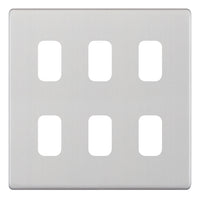 Selectric SGRID360-255 GRID360 5M-PLUS Screwless 6 Aperture Modular Front Plate - Satin Chrome