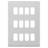 Selectric SGRID360-257 GRID360 5M-PLUS Screwless 12 Aperture Modular Front Plate - Satin Chrome