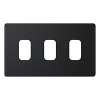 Selectric SGRID360-422 GRID360 5M-PLUS Screwless 3 Aperture Modular Front Plate - Matt Black