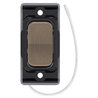 Selectric SGRID360-496 GRID360 Kinetic IP42 Retractive On/Off Switch Module - Antique Brass, Black Insert
