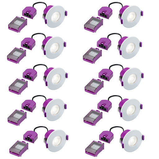 Knightsbridge SPKEVFS10 SpektroLED Evo Fixed Fire Rated IP65 Downlight with 2x Wattage and 4x CCT - White (Pack of 10) - westbasedirect.com