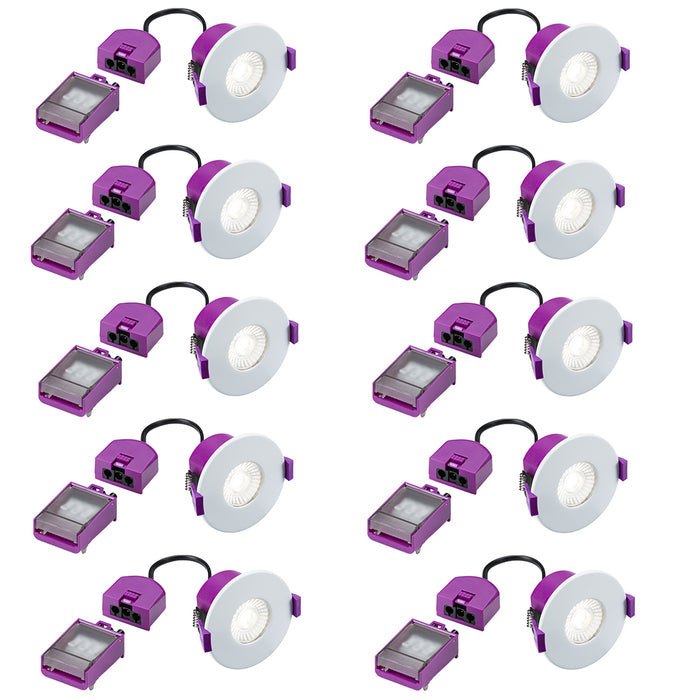 Knightsbridge SPKEVFS10 SpektroLED Evo Fixed Fire Rated IP65 Downlight with 2x Wattage and 4x CCT - White (Pack of 10) - westbasedirect.com