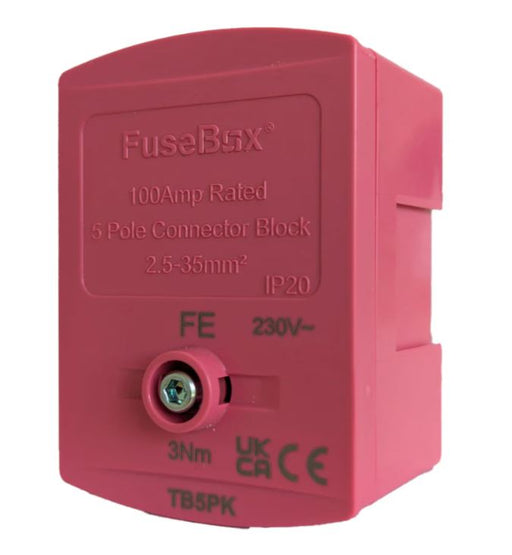 FuseBox TB5PK 100A 5 Pole Terminal Block IP20 Pink - westbasedirect.com