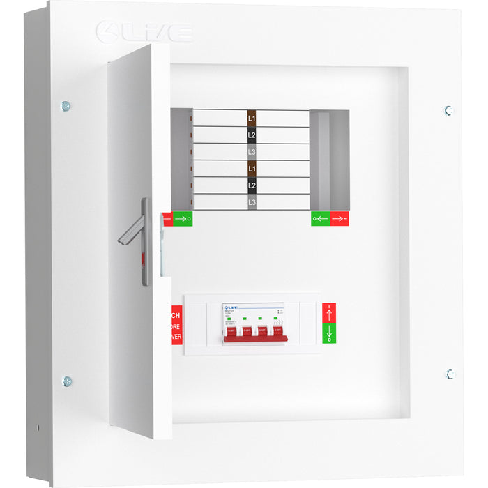 LIVE Electrical TPN04-125 4 Way TP&N Distribution Board with 4 Pole 125A Main Switch Incomer - westbasedirect.com
