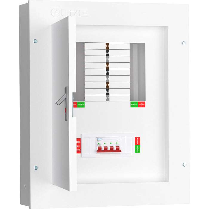 LIVE Electrical TPN06-125 6 Way TP&N Distribution Board with 4 Pole 125A Main Switch Incomer - westbasedirect.com