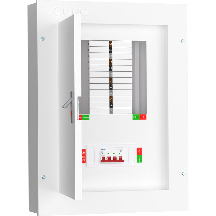 LIVE Electrical TPN08-125 8 Way TP&N Distribution Board with 4 Pole 125A Main Switch Incomer - westbasedirect.com