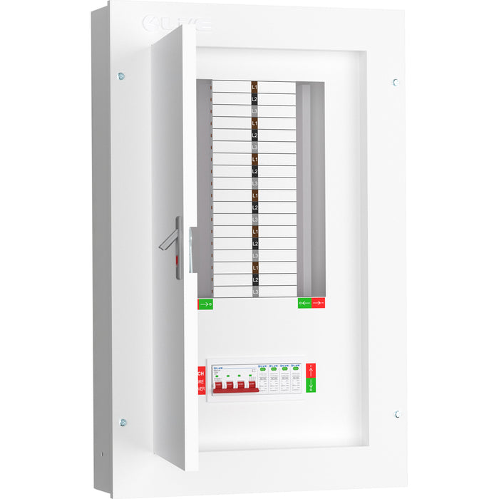 LIVE Electrical TPN12-125S TPN12-125S 12 Way TP&N Distribution Board with 4 Pole 125A Main Switch Incomer & 20/40kA DP SPD - westbasedirect.com
