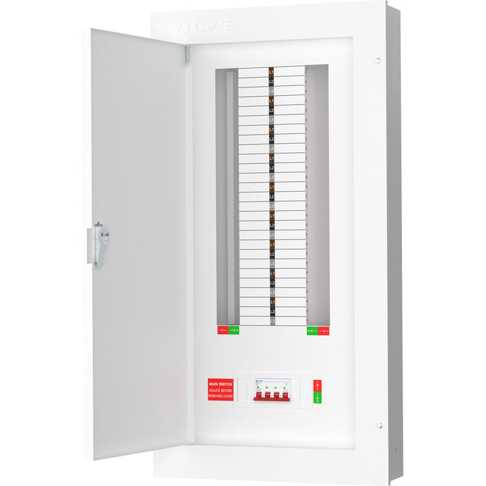 LIVE Electrical TPN18-125 18 Way TP&N Distribution Board with 4 Pole 125A Main Switch Incomer - westbasedirect.com