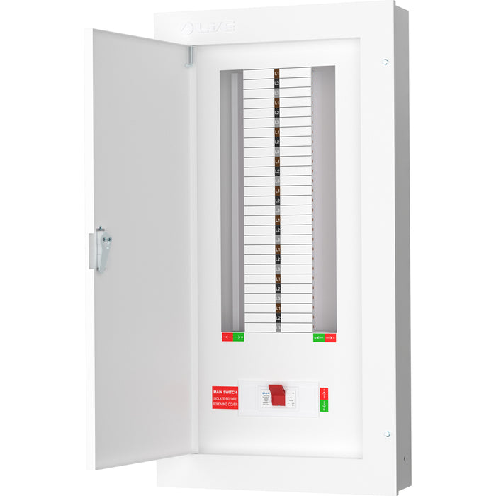 LIVE Electrical TPN18-250 TPN18-250 18 Way TP&N Distribution Board with 3 Pole 250A Main Switch Incomer - westbasedirect.com