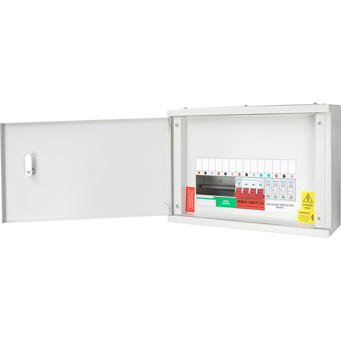 LIVE Electrical TPNH03-100S 3 Way Horizontal TPN Distribution Board c/w 100A 4P Switch Disconnector Incomer & 4P 20kA/40kA T2 SPD