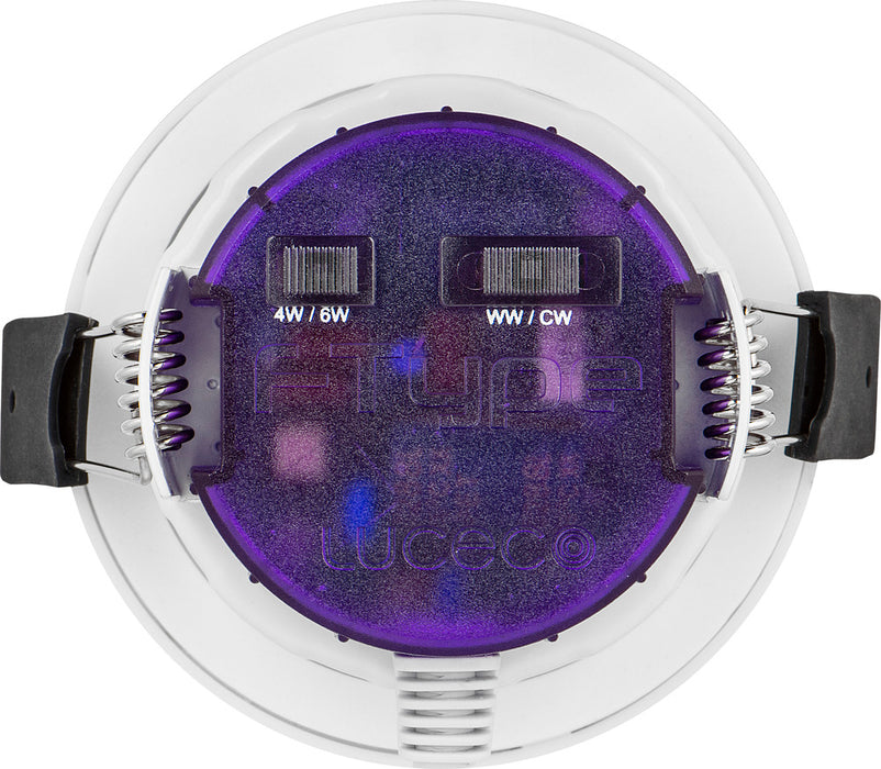Luceco UTA6WD2W FType Ultra 4W/6W 690lm Power Change & CCT Change 3000K/4000K Dim2Warm IP20 White - Adjustable - westbasedirect.com
