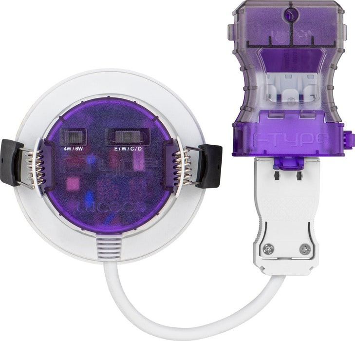 Luceco UTF6WCCT/10 FType Ultra 4W/6W 750lm Power Change & 4 Colour CCT 2700K/3000K/4000K/6000K Dimmable IP65 White - Flat (10 Pack) - westbasedirect.com