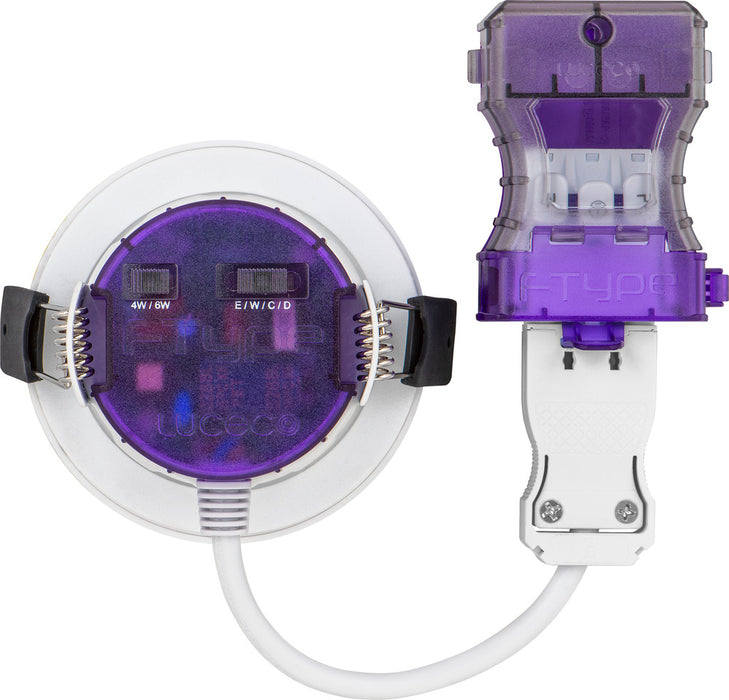 Luceco UTF6WCCT FType Ultra 4W/6W 750lm Power Change & 4 Colour CCT 2700K/3000K/4000K/6000K Dimmable IP65 White - Flat - westbasedirect.com